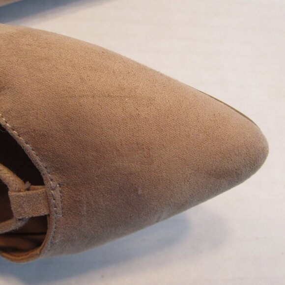 Nine West Beige Lace Up Tie Back Zip Sign Me Up Faux Suede Ballet Flats Size 6M - Picture 8 of 11